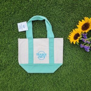 Trader Joe's Mini Pastel Canvas Tote Bag | Mint Green